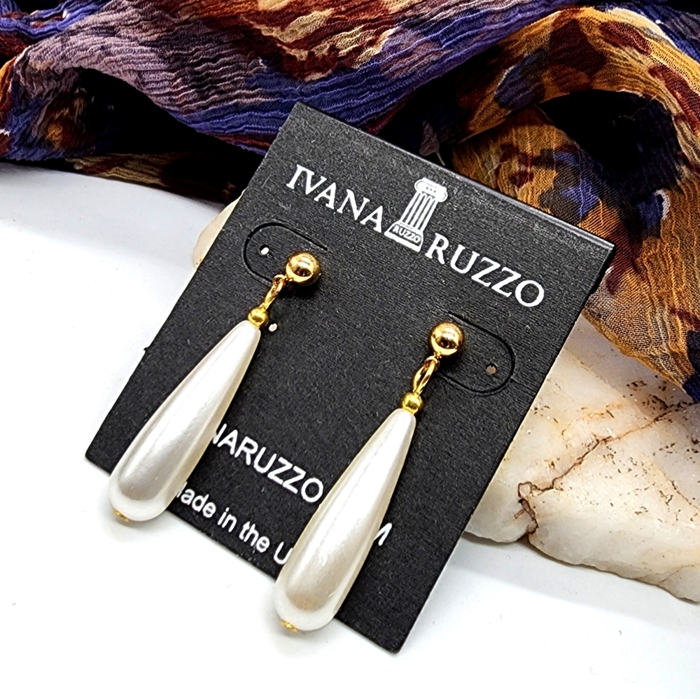 Pearl Tear 14K Gold Plated Studs Hypoallergenic Earrings Designer Jewelry